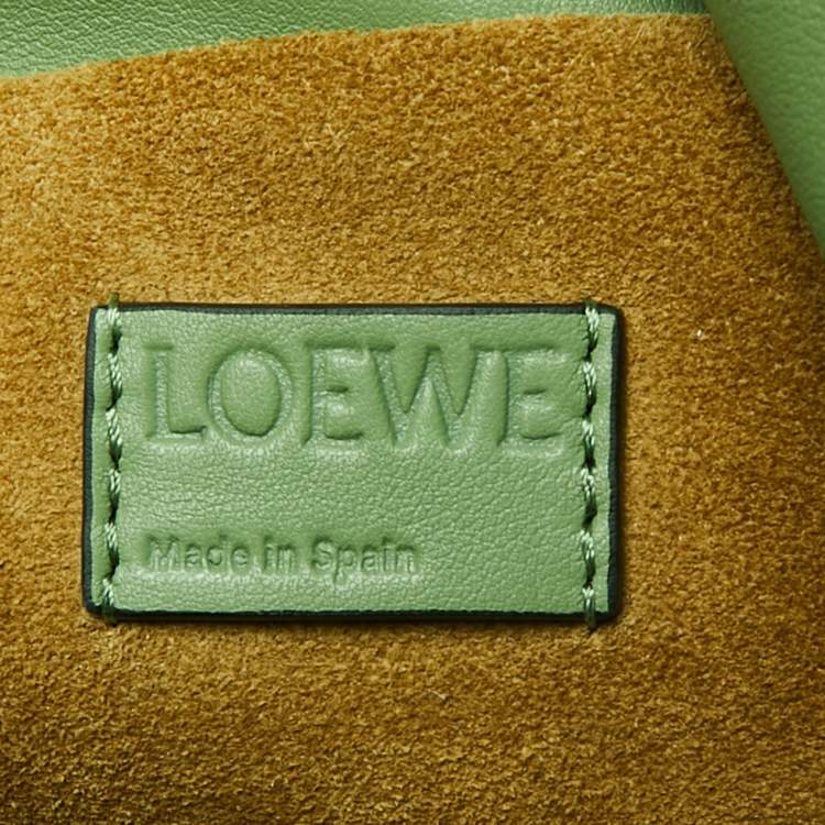 Pre Owned Loewe Green Leather Flamenco Shoulder Bag