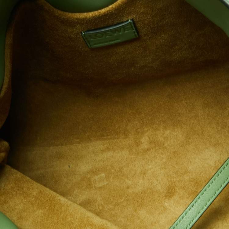 Pre Owned Loewe Green Leather Flamenco Shoulder Bag