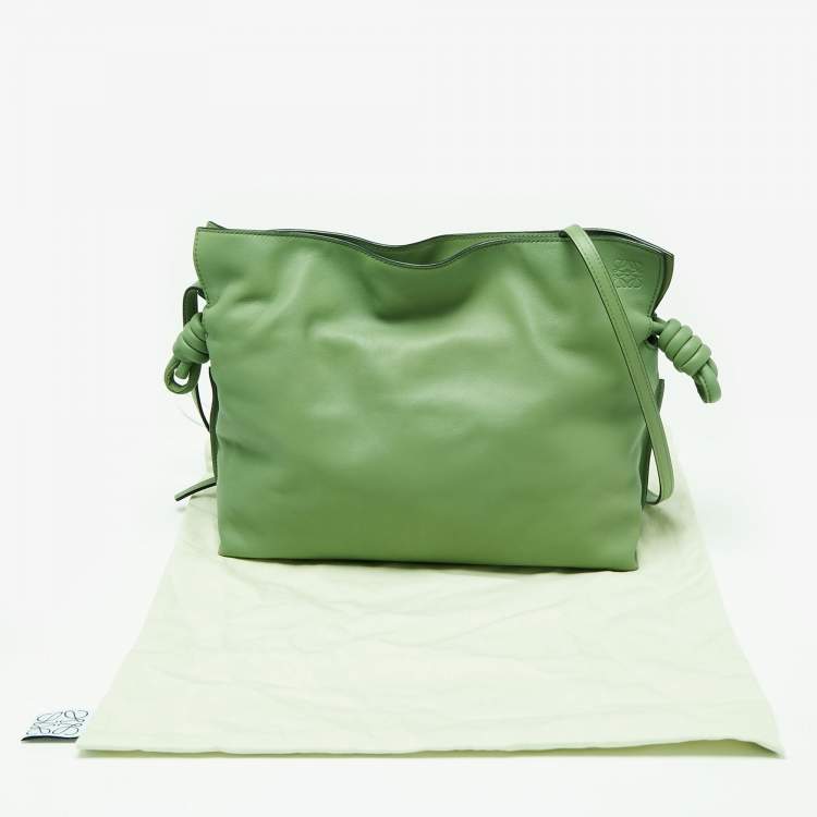 Pre Owned Loewe Green Leather Flamenco Shoulder Bag