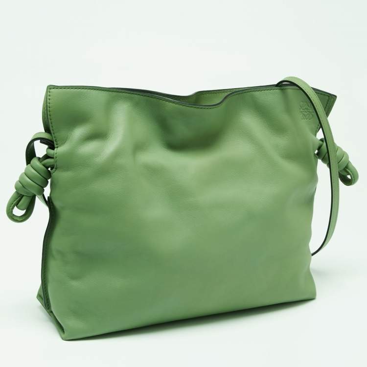 Pre Owned Loewe Green Leather Flamenco Shoulder Bag