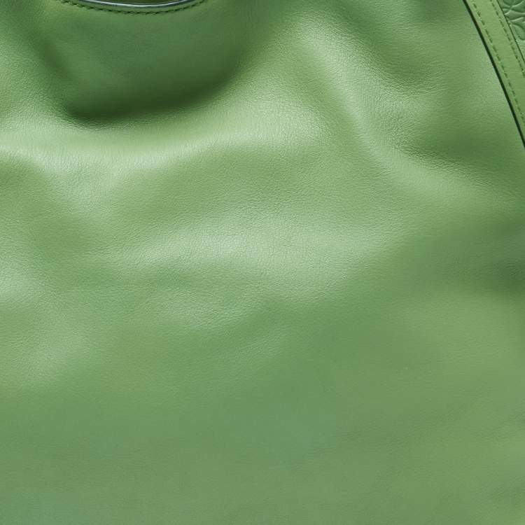 Pre Owned Loewe Green Leather Flamenco Shoulder Bag