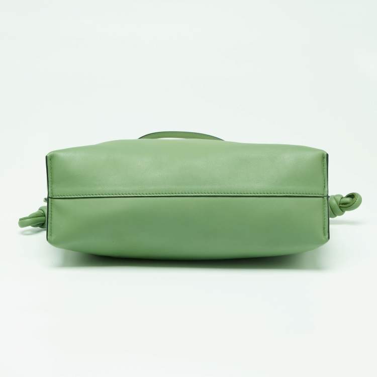 Pre Owned Loewe Green Leather Flamenco Shoulder Bag
