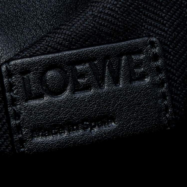 Pre Owned Loewe Black Crinkled Glossed Leather Flamenco Knot Shoulder Bag