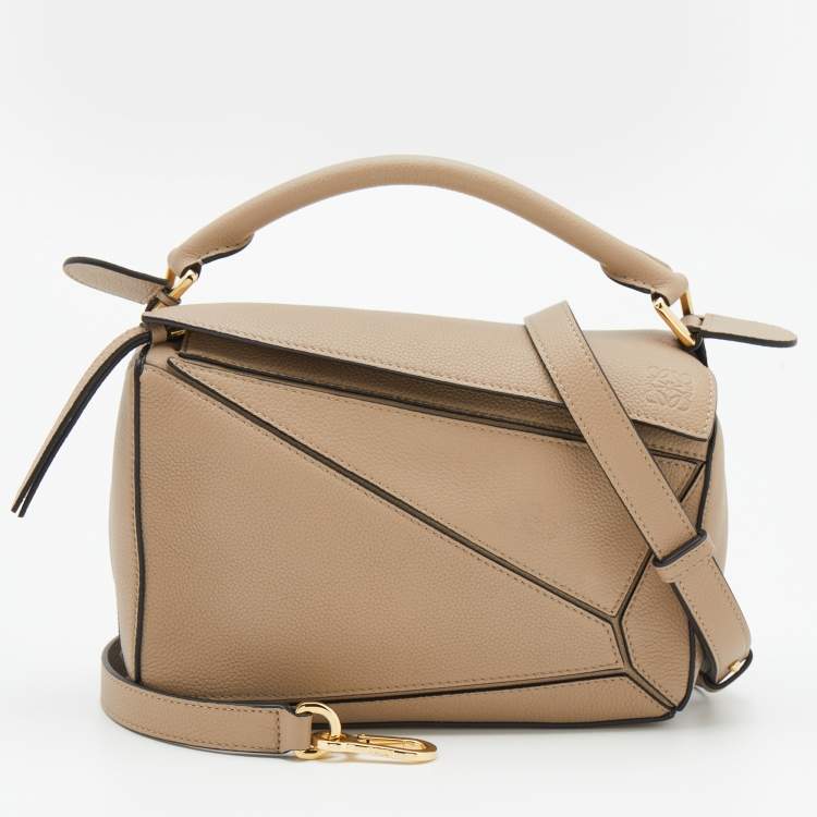 Pre Owned Loewe Beige Leather Small Puzzle Shoulder Bag