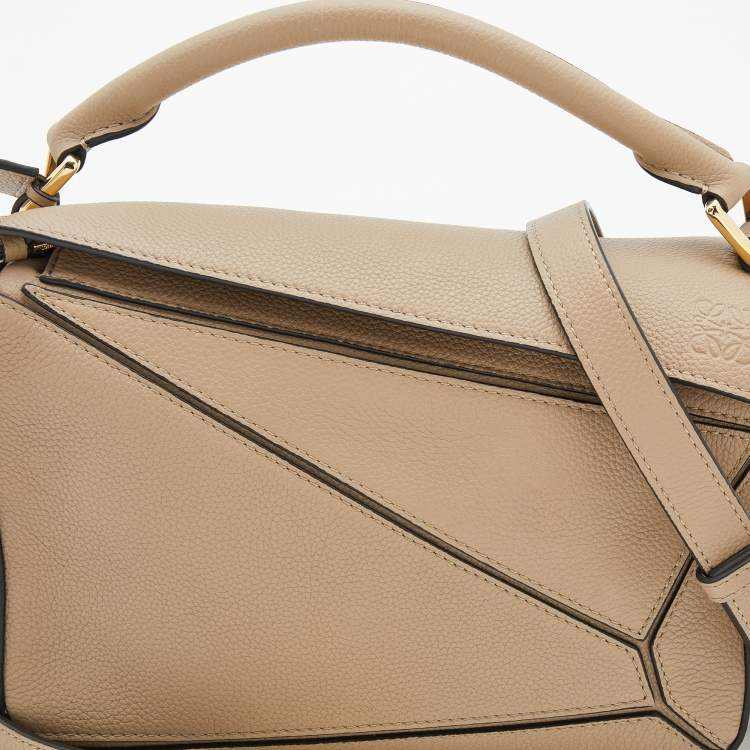 Pre Owned Loewe Beige Leather Small Puzzle Shoulder Bag