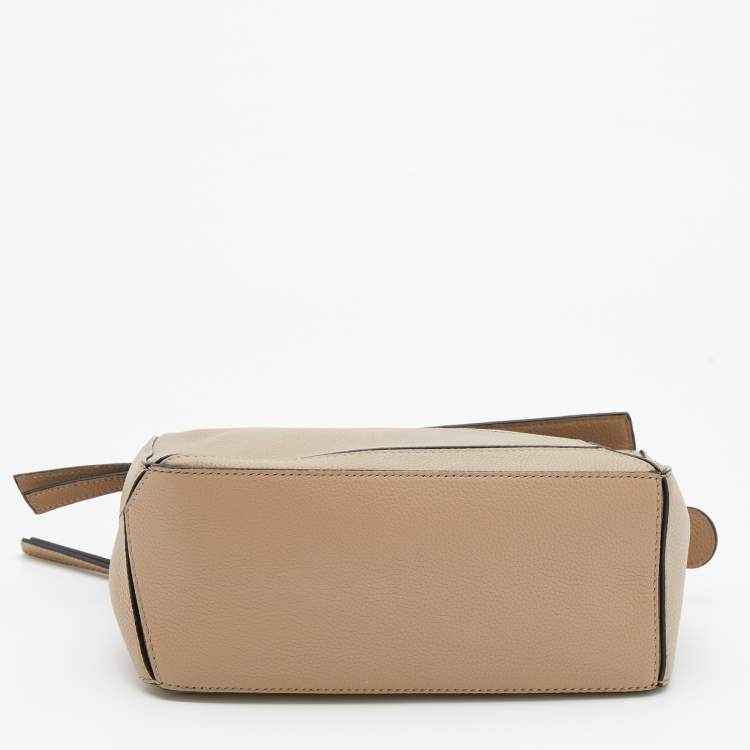 Pre Owned Loewe Beige Leather Small Puzzle Shoulder Bag