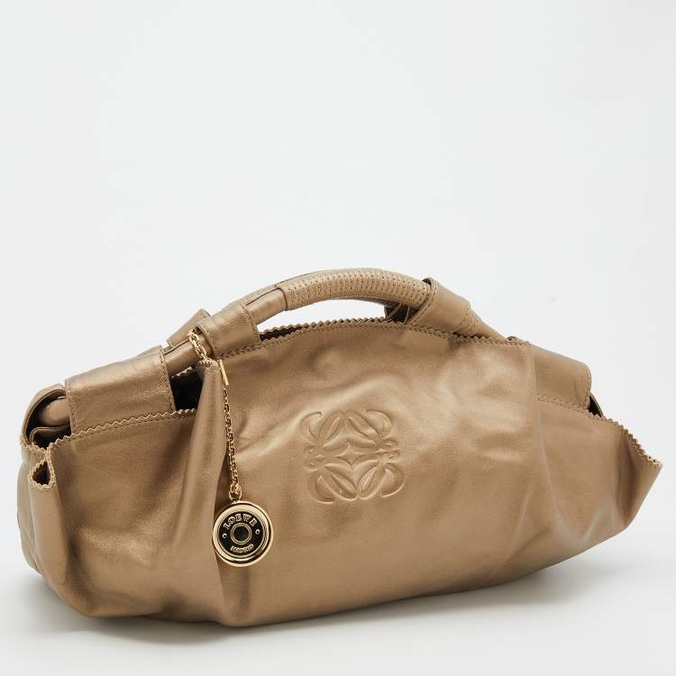 Pre Owned Loewe Metallic Gold Leather Aire Hobo