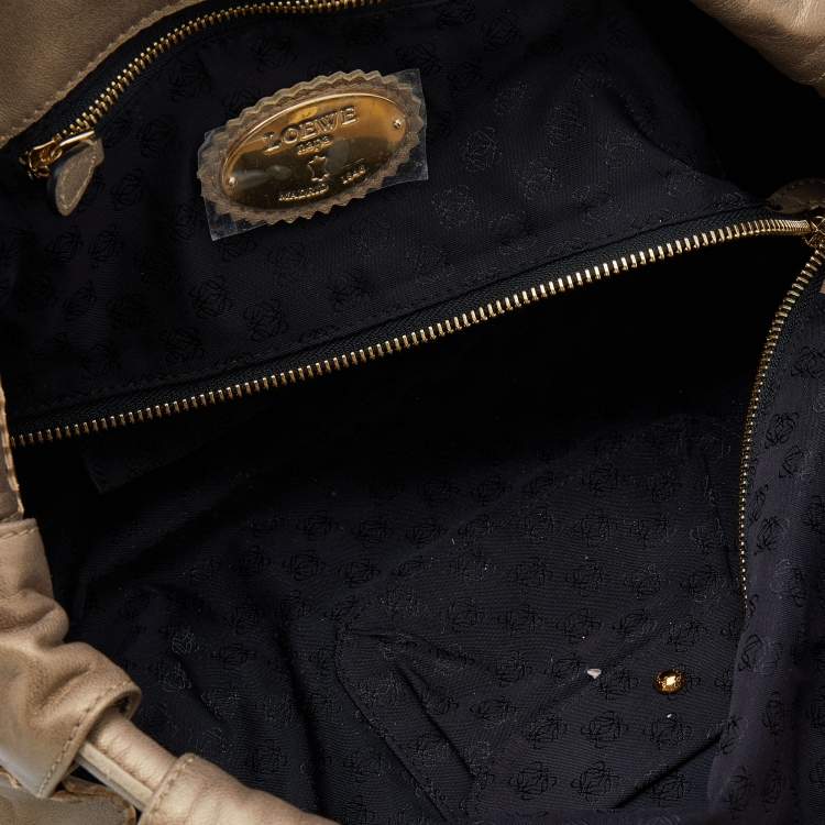 Pre Owned Loewe Metallic Gold Leather Aire Hobo