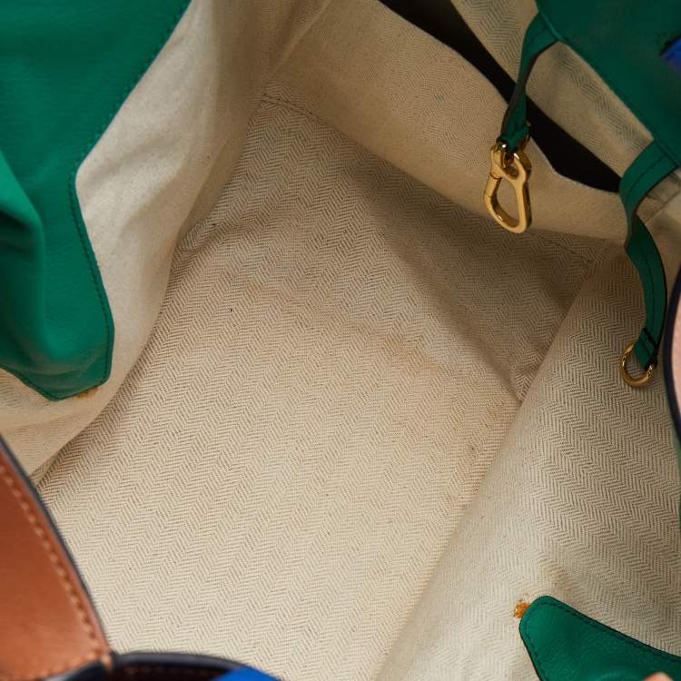 Pre Owned Loewe Brown/Blue Leather Medium Stars Hammock Shoulder Bag