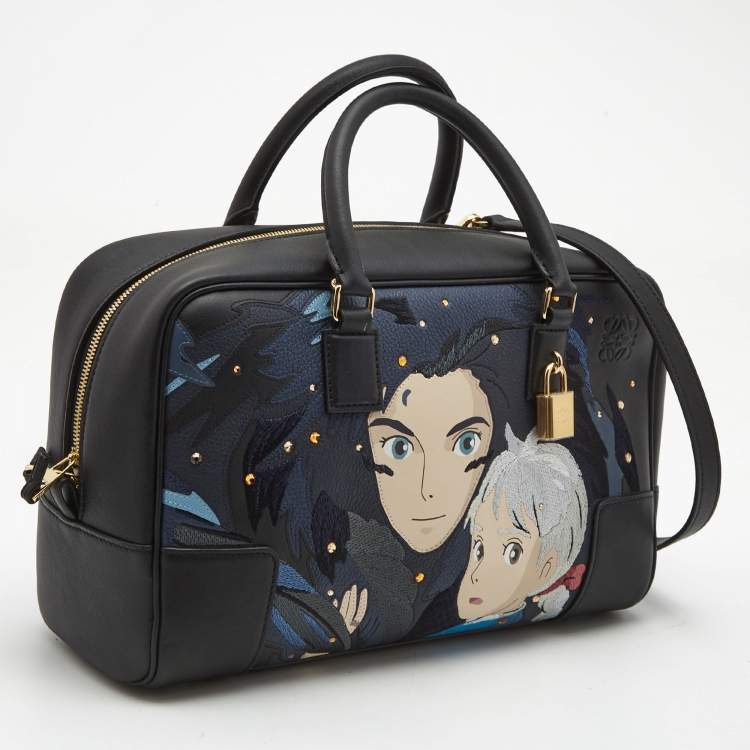 Pre Owned Loewe x Howl's Moving Castle Black Leather Amazona 28 Satchel