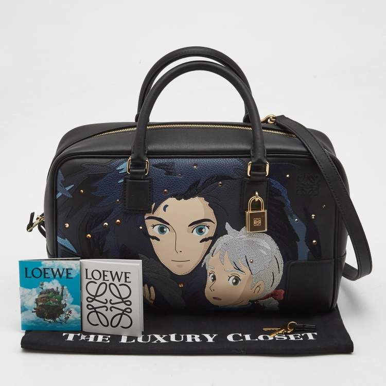 Pre Owned Loewe x Howl's Moving Castle Black Leather Amazona 28 Satchel