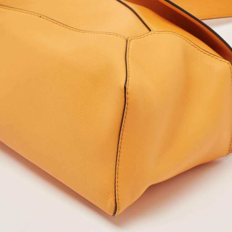 Pre Owned Loewe Orange Leather Puzzle Hobo 