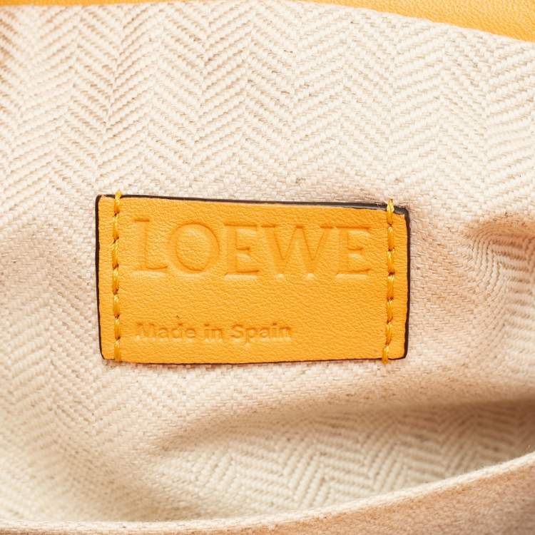 Pre Owned Loewe Orange Leather Puzzle Hobo 
