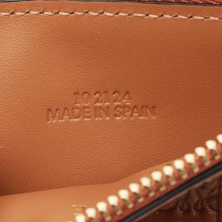 Pre Owned Loewe Tan Anagram Leather Zip Card Holder 