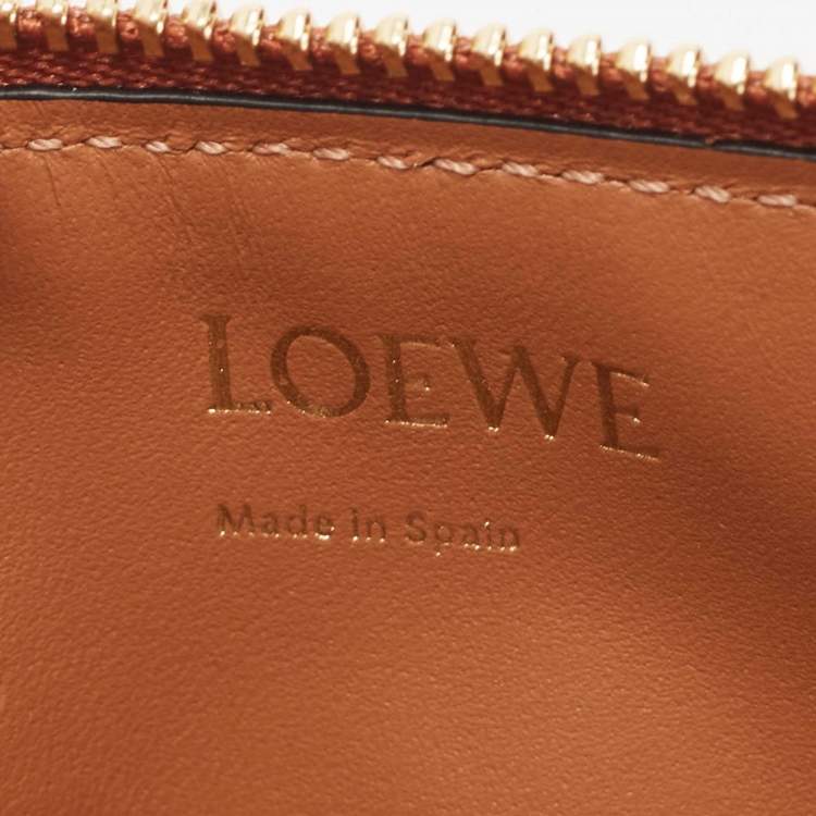 Pre Owned Loewe Tan Anagram Leather Zip Card Holder 