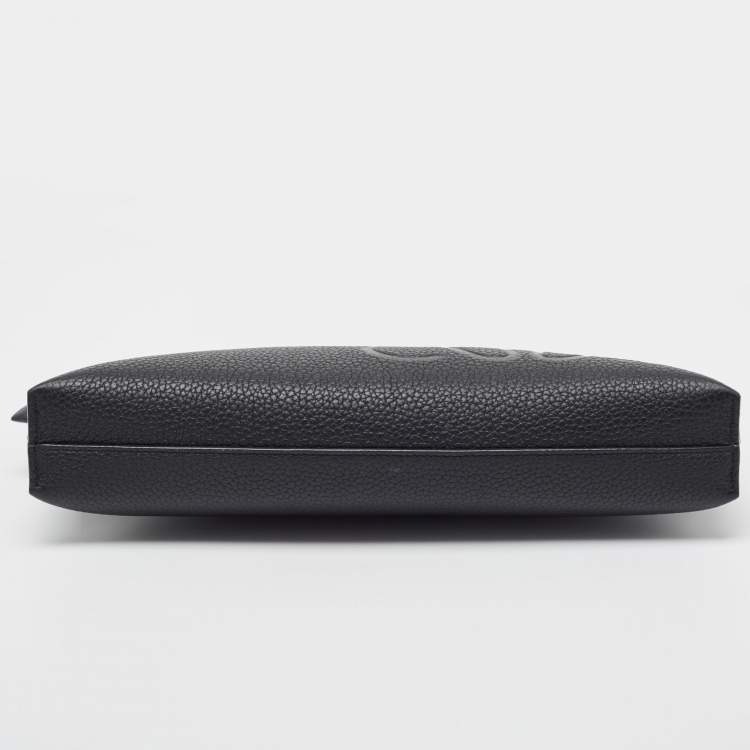 Pre Owned Loewe Black Leather Anagram T Pouch