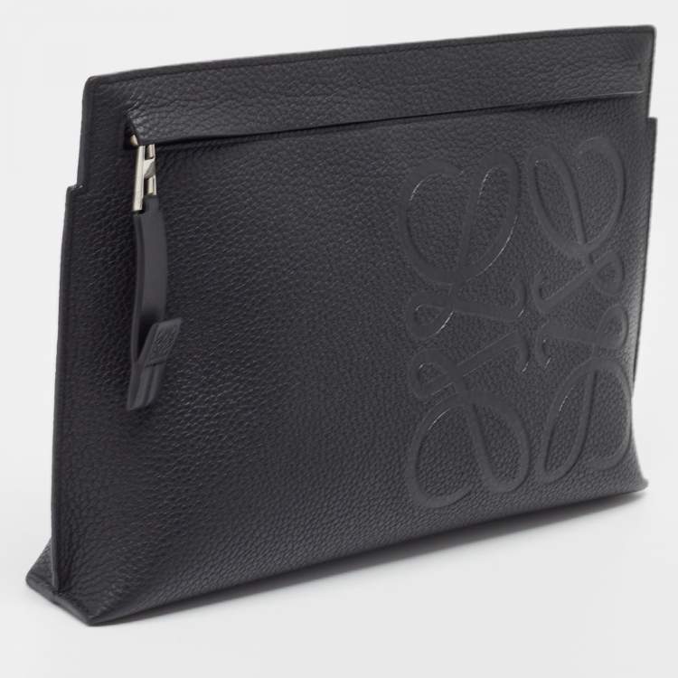 Pre Owned Loewe Black Leather Anagram T Pouch