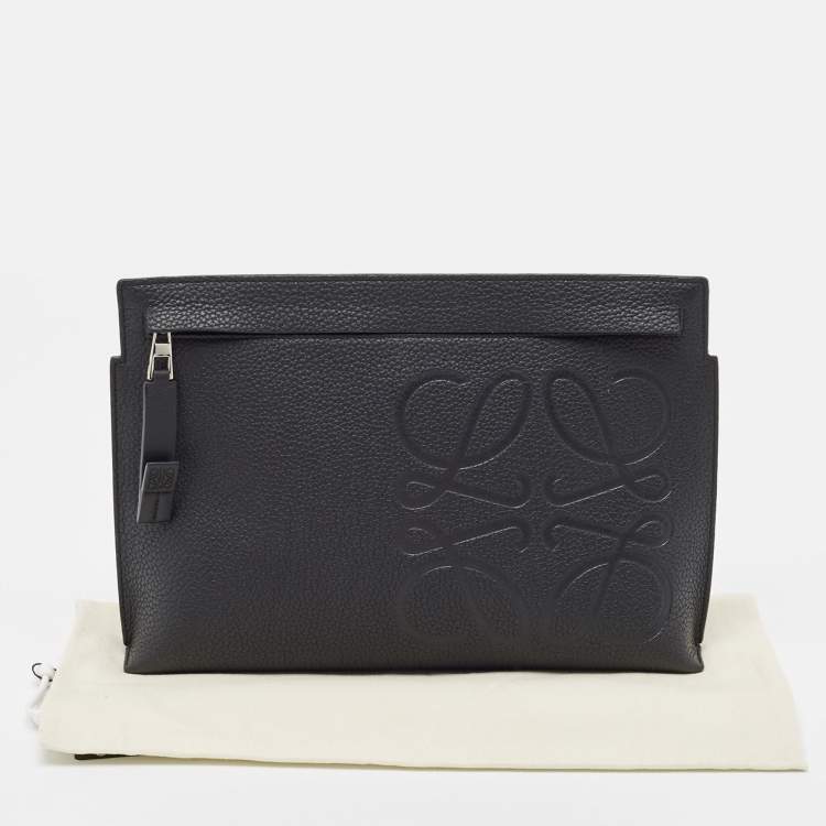 Pre Owned Loewe Black Leather Anagram T Pouch