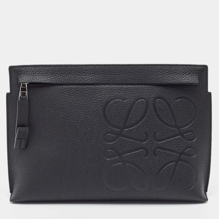 Pre Owned Loewe Black Leather Anagram T Pouch
