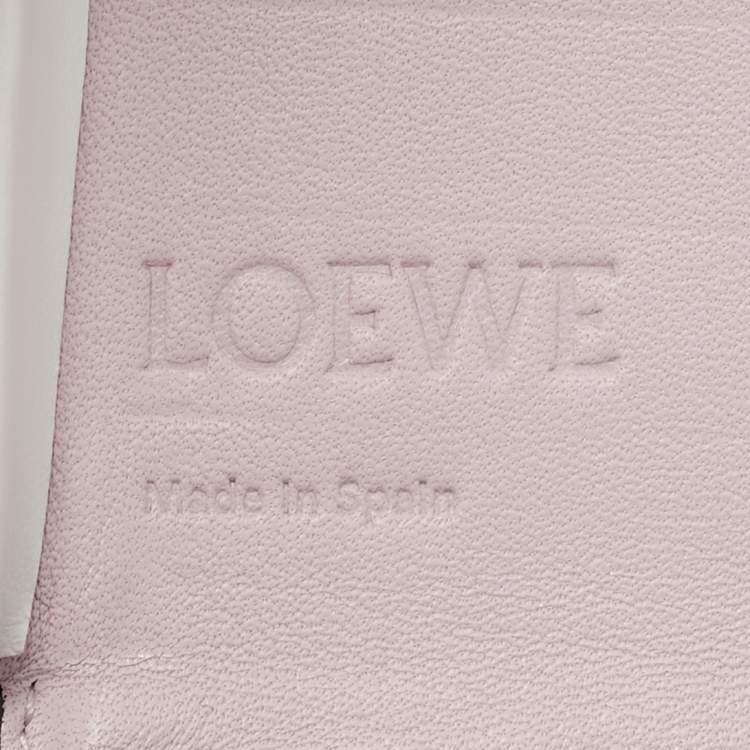 Pre Owned Loewe White Leather Small Crystal Flower Heel Pouch