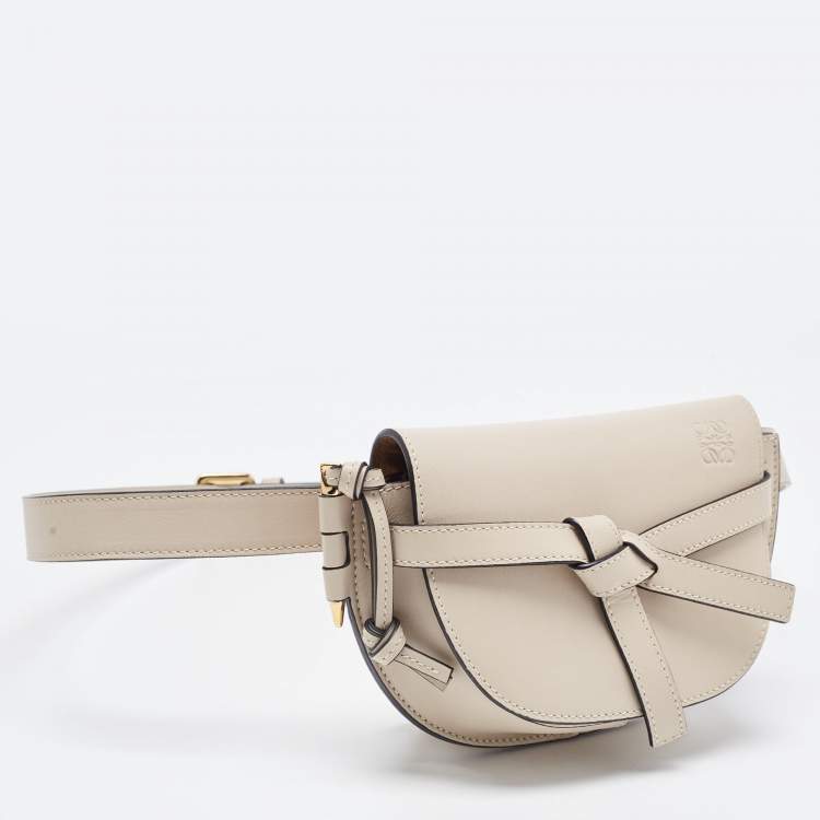 Pre Owned Loewe Grey Leather Mini Gate Belt Bag