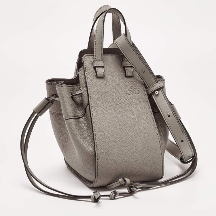 Pre Owned Loewe Olive Green Leather Mini Hammock Drawstring Bag