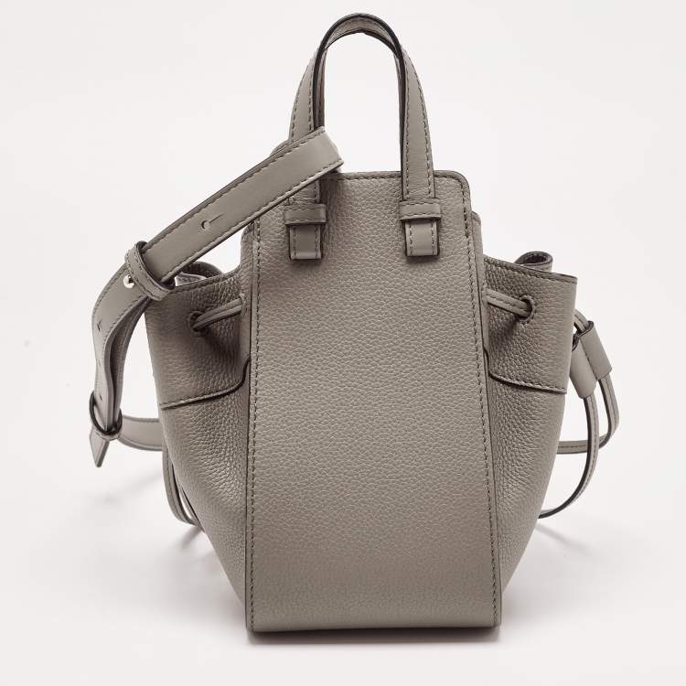 Pre Owned Loewe Olive Green Leather Mini Hammock Drawstring Bag