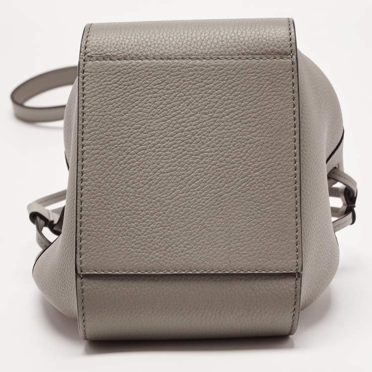 Pre Owned Loewe Olive Green Leather Mini Hammock Drawstring Bag