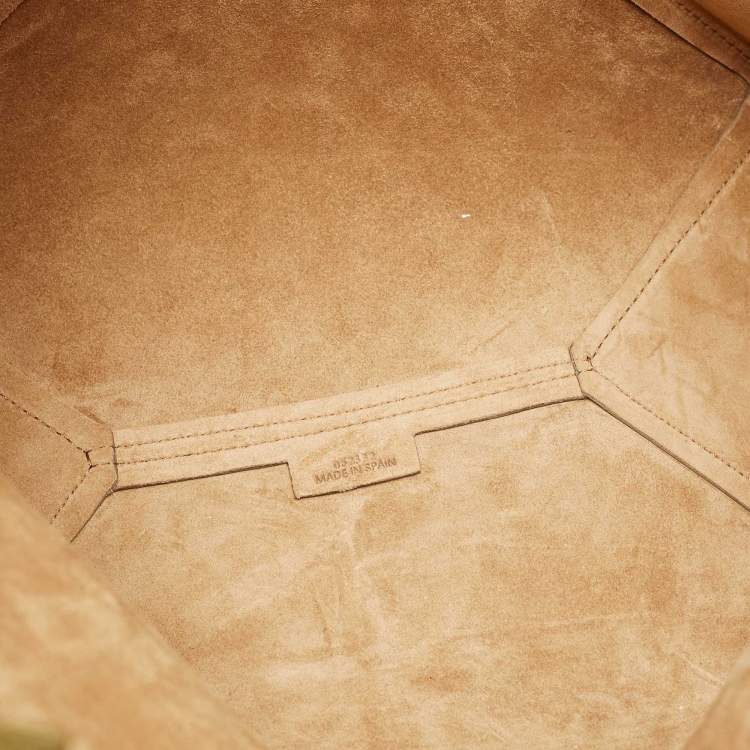 Pre Owned Loewe Green Leather Medium Puzzle Fold Tote