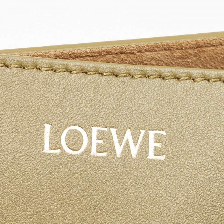 Pre Owned Loewe Green Leather Medium Puzzle Fold Tote