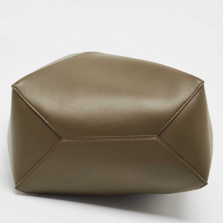 Pre Owned Loewe Green Leather Medium Puzzle Fold Tote