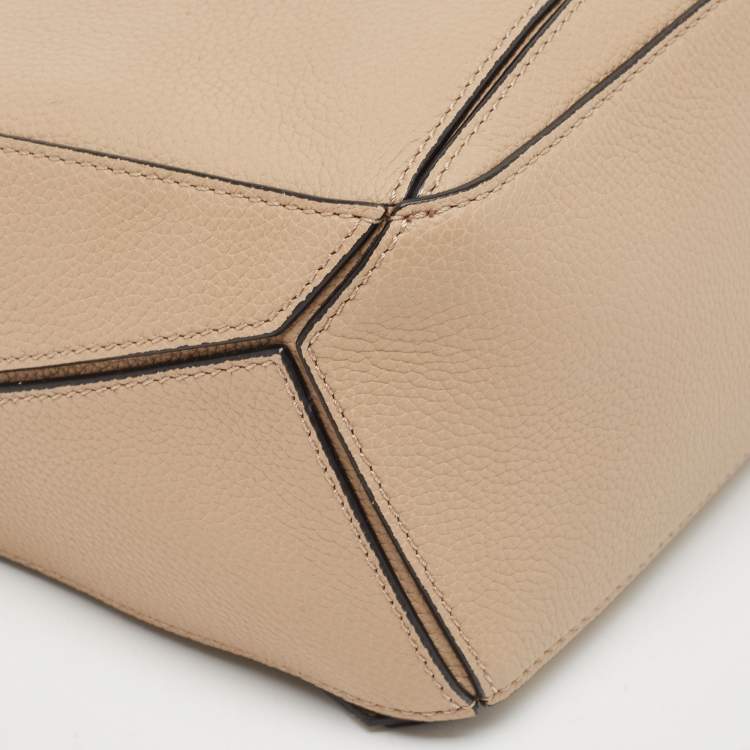 Pre Owned Loewe Beige Leather Small Puzzle Shoulder Bag