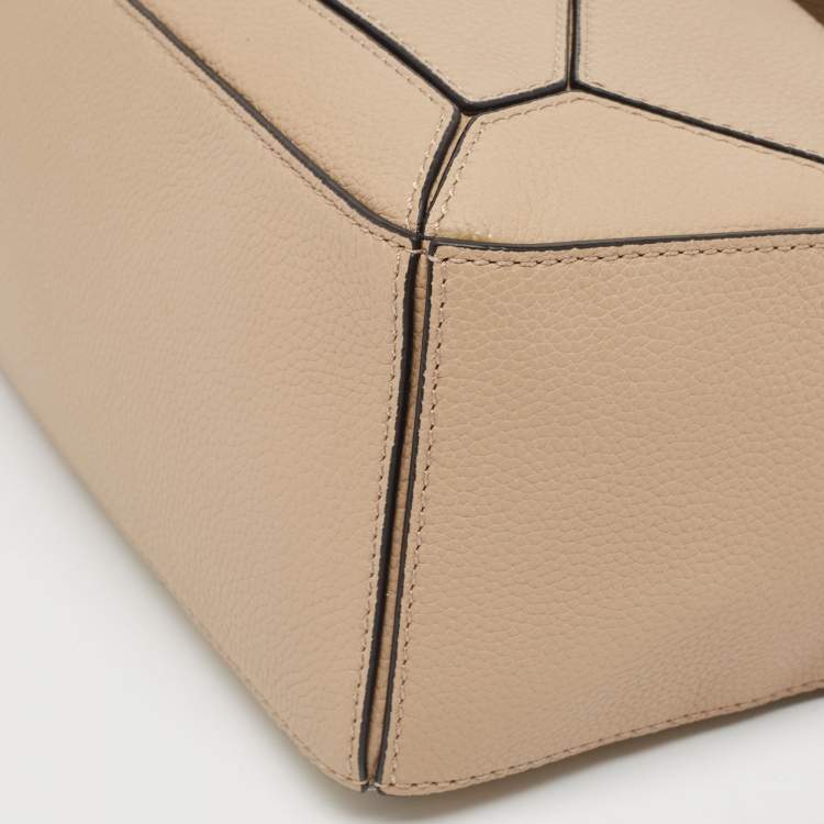 Pre Owned Loewe Beige Leather Small Puzzle Shoulder Bag