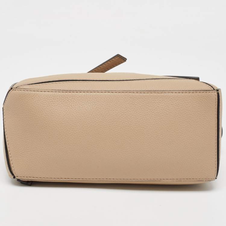 Pre Owned Loewe Beige Leather Small Puzzle Shoulder Bag
