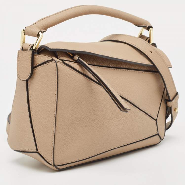 Pre Owned Loewe Beige Leather Small Puzzle Shoulder Bag