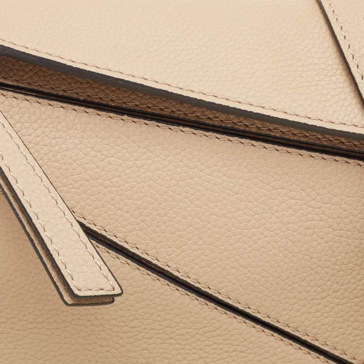 Pre Owned Loewe Beige Leather Small Puzzle Shoulder Bag