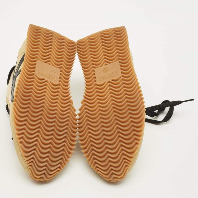 Pre Owned Loewe Flow Size 37 Brown Nylon and Suede Lace Up Sneakers