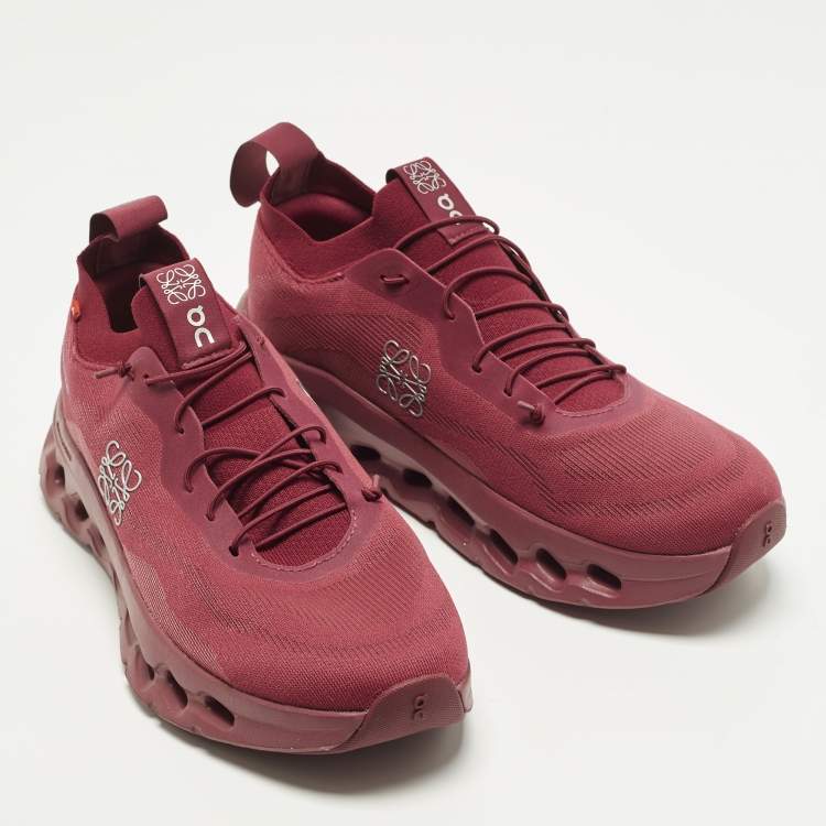 Pre Owned Loewe x On Cloudtilt Size 39 Burgundy Knit Fabric Low Top Sneakers