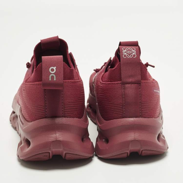 Pre Owned Loewe x On Cloudtilt Size 39 Burgundy Knit Fabric Low Top Sneakers
