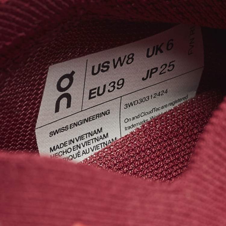 Pre Owned Loewe x On Cloudtilt Size 39 Burgundy Knit Fabric Low Top Sneakers