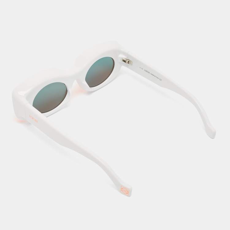 Pre Owned Loewe Orange/White LW400331 Paula's Ibiza Oval Sunglasses