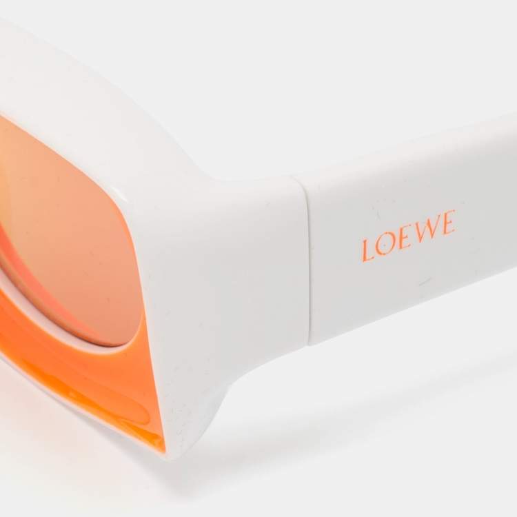 Pre Owned Loewe Orange/White LW400331 Paula's Ibiza Oval Sunglasses
