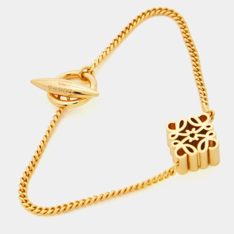 Pre Owned Loewe Anagram Gold Tone Bracelet