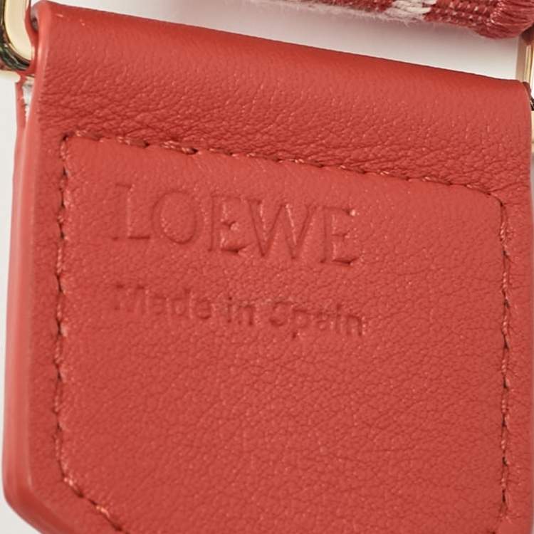 Pre Owned Loewe Orange/Beige Anagram Canvas and Leather Adjustable Bag Strap