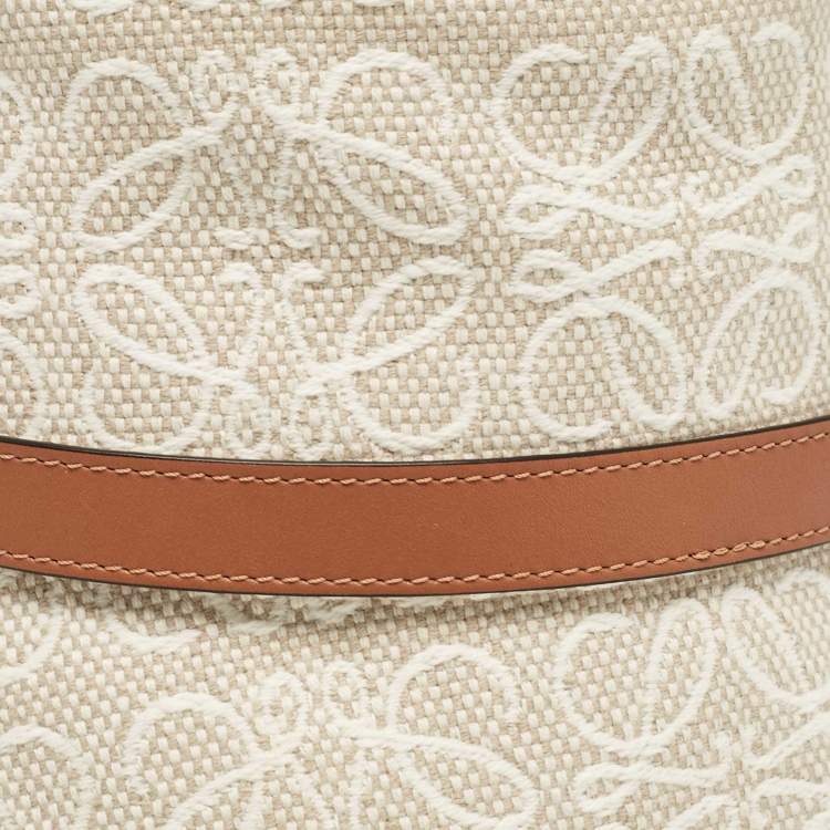 Pre Owned Loewe  Beige Anagram Jacquard Bucket Hat