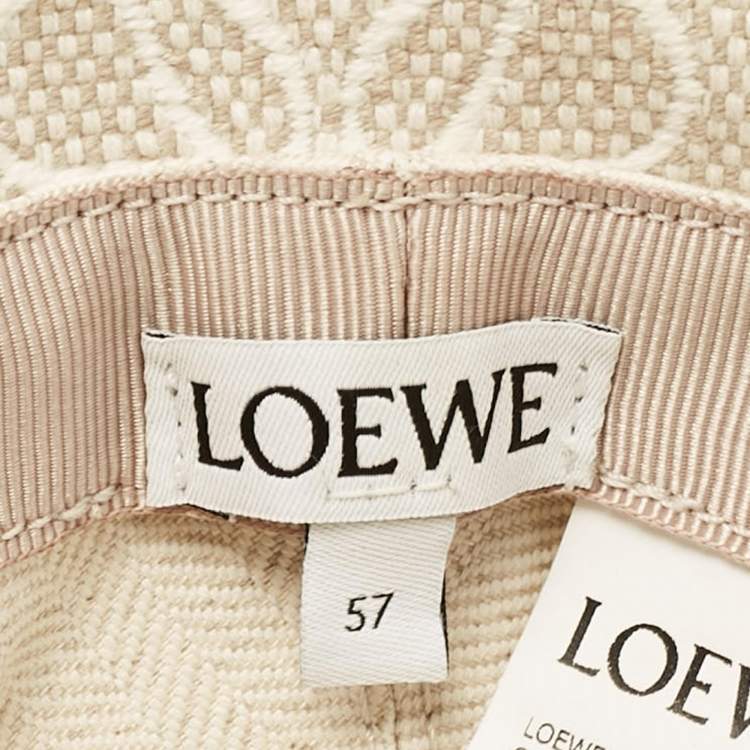 Pre Owned Loewe  Beige Anagram Jacquard Bucket Hat