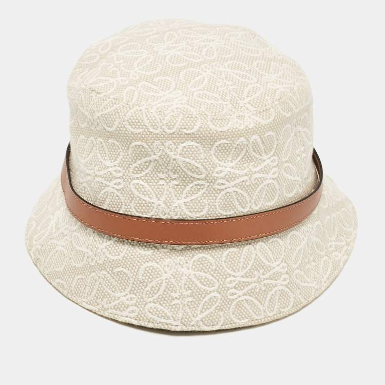 Pre Owned Loewe  Beige Anagram Jacquard Bucket Hat