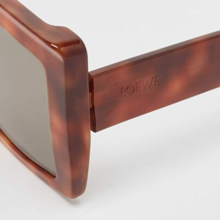 Pre Owned Loewe Tortoise/Green LW40018I Square Sunglasses