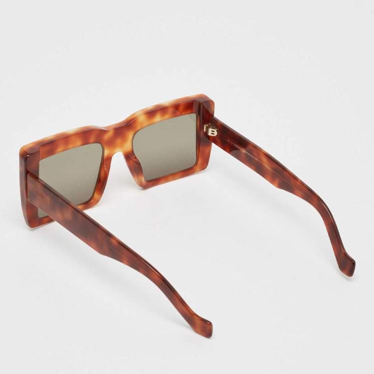 Pre Owned Loewe Tortoise/Green LW40018I Square Sunglasses