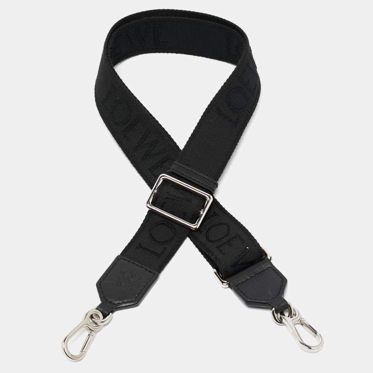 Pre Owned Loewe Black Canvas and Leather Webbing Adjustable Bag Strap
